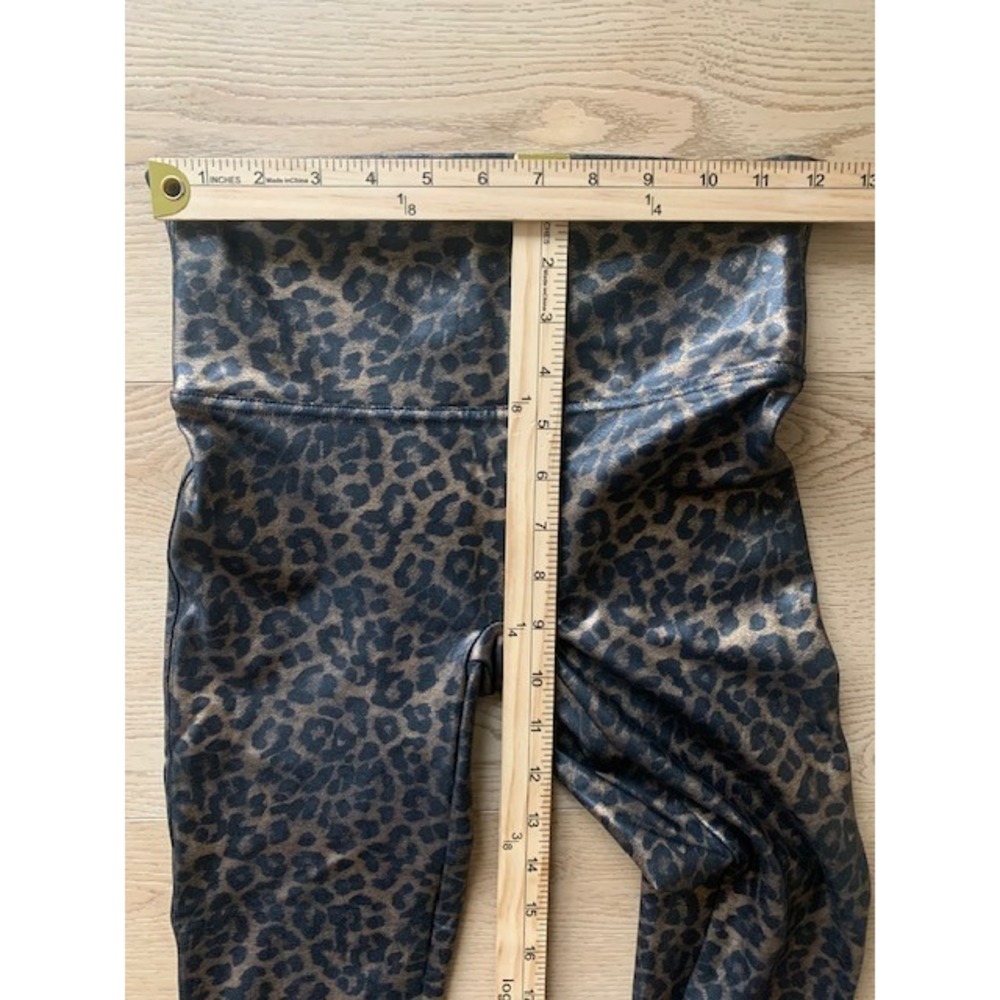 Spanx Faux Leather Leopard Leggings Metallic Bronze Animal Print 20270R Medium - Picture 3 of 8